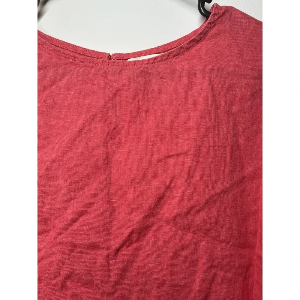 Cynthia Rowley ruffled linen blouse in a coral pink Boxy Crop Top Small